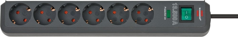 Brennenstuhl ECO-LINE 13.500A STEKKERDOOS MET OVERSPANNINGSBEVEILIGING 6-VOUDIG ANTRACIET 1,5