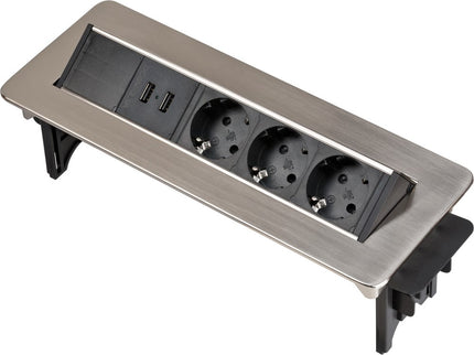 Brennenstuhl INDESK POWER USB-LADER STEKKERDOOSSTRIP 3-VOUDIG, 2XUSB, 2M H05VV-F 3G1.5