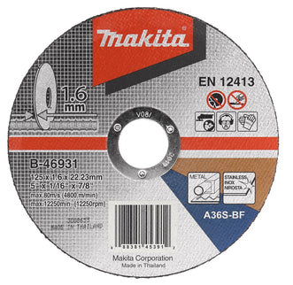 Makita Doorslijpschijf 125X22,23X1,6mm RVS – B-46931