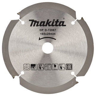 Makita Cirkelzaagblad Vezelcementplaat Zaagblad PCD 165X20X1,8 4T 12G – D-72067