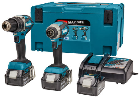 Makita DLX2180TJ1 18V 2-Delige Combiset voor Allround Klop/ Boor- en Slag/ Schroeven