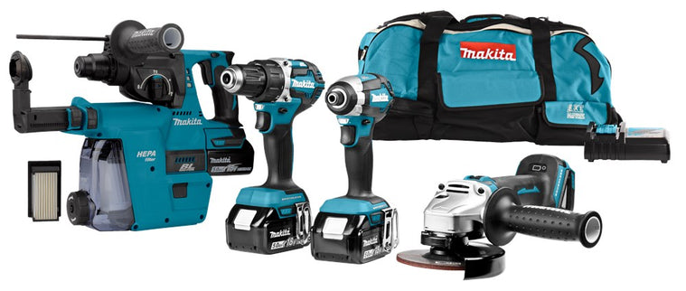 Makita DLX4103W 18V 4-Delige Combiset voor Allround Boor- Schroef- en Slijpwerk