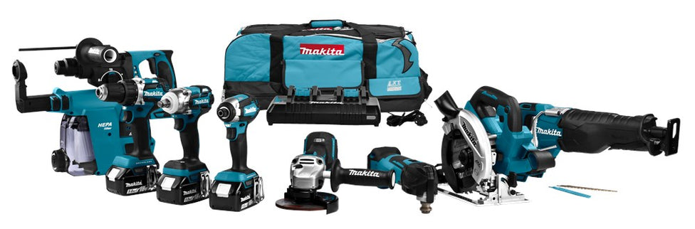 Makita DLX8026TW1 18V 8-Delige Combiset Slag/ Schroeven Klop/ Boren Slijpen en Zagen