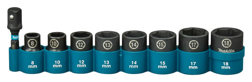 MAKITA KRACHTDOPPENSET 9-DELIG 3/8 IMPACT BLACK