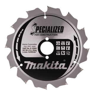 Makita HM Specialized Zaagblad 190x2.6x30mm 12T - B-33554