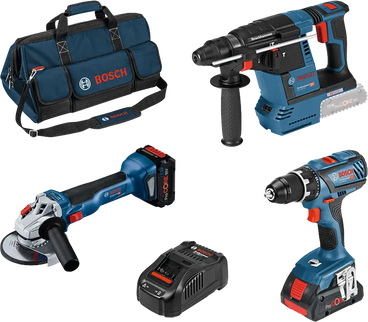 Bosch Combiset 18V 3-Toolkit GSR+GBH+GWS in Toolbag - 0615990M3C
