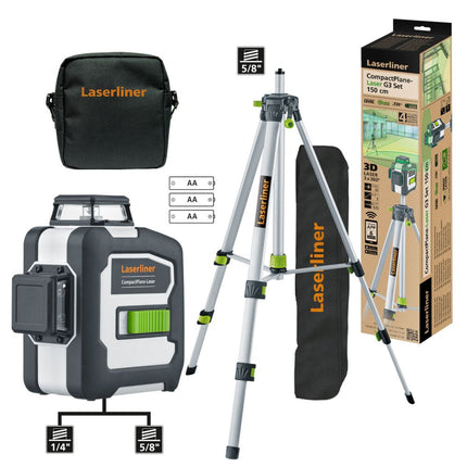 Laserliner COMPACTPLANE-LASER 3G SET 150 CM (GREEN,TILT, BLE, SOFTBAG)