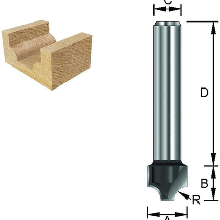 ENT Kwartrondfrees R=6mm HM D=8 – 7912764