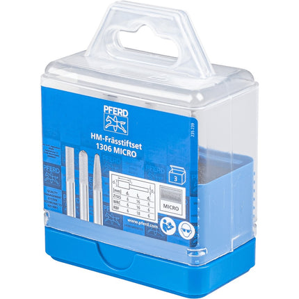 Afbeelding PFERD TOOLS set hardmetalen stiftfrezen voor hoogrendement, vertanding micro SET 1306 MICRO 3TLG