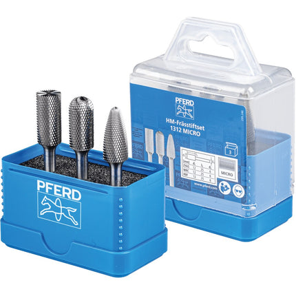 Afbeelding PFERD TOOLS set hardmetalen stiftfrezen voor hoogrendement, vertanding micro