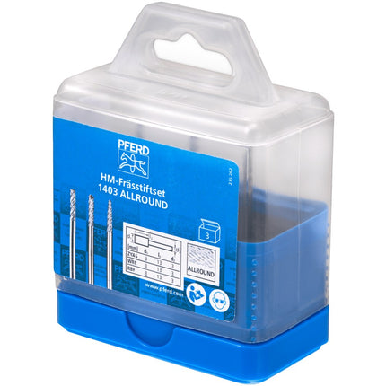 Afbeelding PFERD TOOLS set hardmetalen stiftfrezen voor hoogrendement, vertanding allround SET 1403 ALLROUND 3TLG