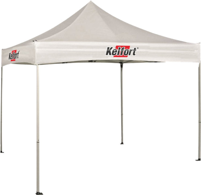 Doorwerktent wit met logo