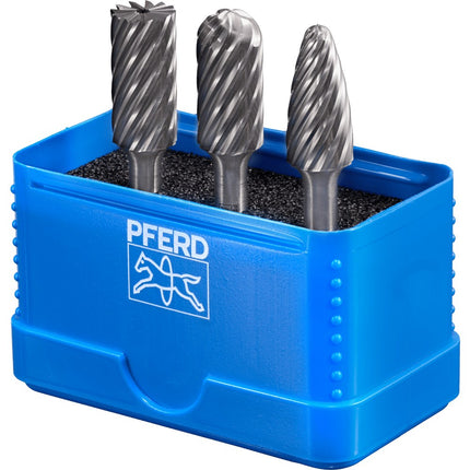Afbeelding PFERD TOOLS set hardmetalen stiftfrezen voor hoogrendement, vertanding inox SET 1907 INOX 3TLG