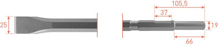 Vlakbeitel 6-kant 21 / 19x61