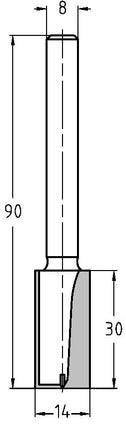 JSO-TR HW Groeffrees 14mm SL 30mm TL 90mm Schacht 8mm - 24243-5-14030