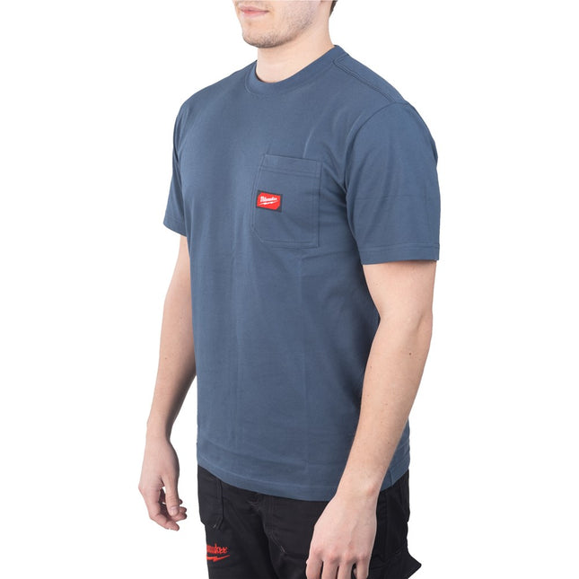 Milwaukee Wtssblu XXL Work T-Shirt Short Sleeve BLUE XXL – 4932493017