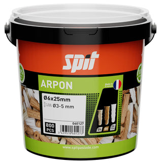 SPIT ARPON PLUG D.6x25 - 800 STUKS      IN ECO EMMER