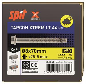 SPIT TAPCON HFL XTREM RVS A4 Betonschroef 8x70mm 50st - 058655