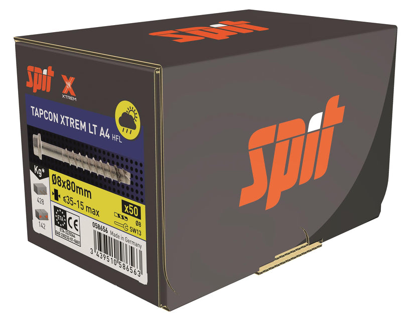 SPIT TAPCON HFL XTREM RVS A4 Betonschroef 8x80mm 50st - 058656