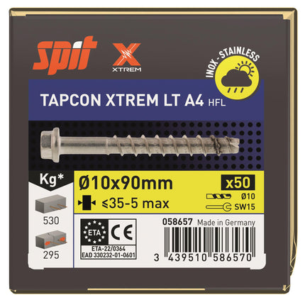 SPIT TAPCON HFL XTREM RVS A4 Betonschroef 10x90mm 50st - 058657