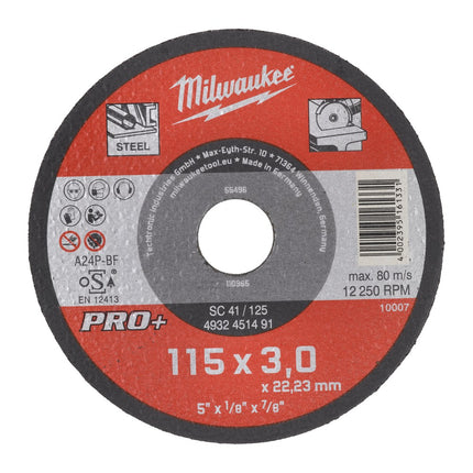 Afbeelding MILWAUKEE® metaaldoorslijpschijf SC 41 / 115 x 3 x 22 mm - 1 pc