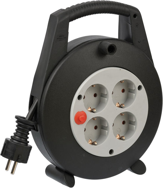 Brennenstuhl Vario LINE Kabelhaspel 4-VOUDIG Zwart/lichtgrijs 5M H05VV-F 3G1,5 – 1092200