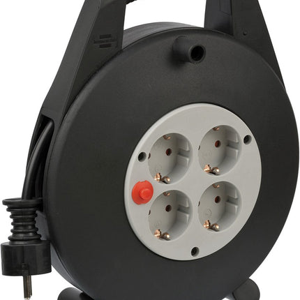 Brennenstuhl Vario LINE Kabelhaspel 4-VOUDIG Zwart/lichtgrijs 10M H05VV-F 3G1,5 – 1093200