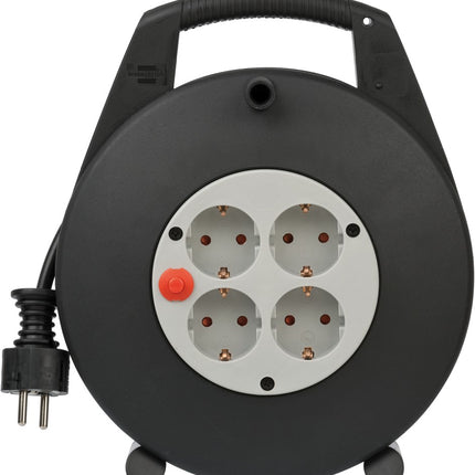 Brennenstuhl Vario LINE Kabelhaspel 4-VOUDIG Zwart/lichtgrijs 10M H05VV-F 3G1,5 – 1093200
