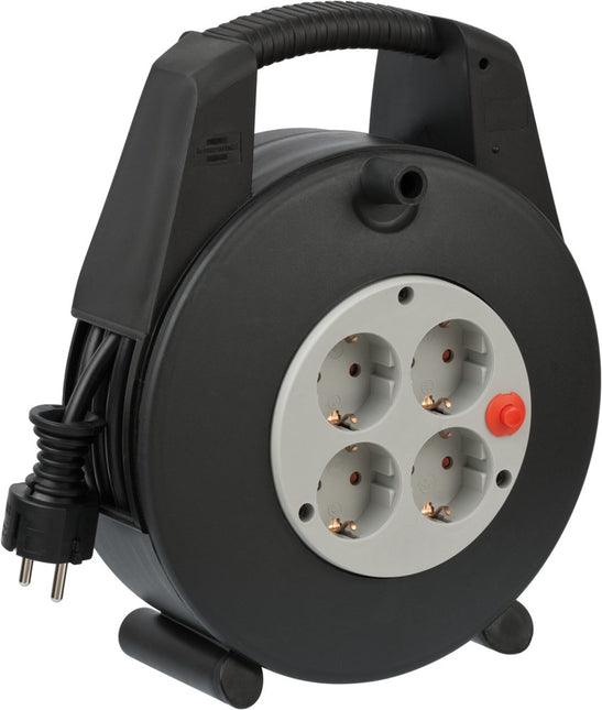 Brennenstuhl Vario LINE Kabelhaspel 4-VOUDIG Zwart/lichtgrijs 15M H05VV-F 3G1,5 – 1094200
