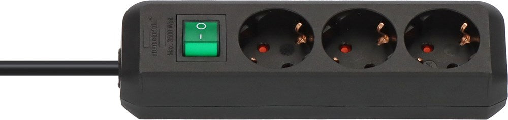 Brennenstuhl ECO-LINE STEKKERDOOS MET SCHAKELAAR 3-VOUDIG ZWART 5M H05VV-F 3G1,5