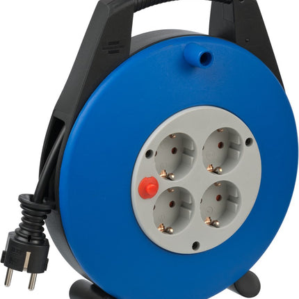 Brennenstuhl Vario LINE Kabelhaspel 4-VOUDIG Zwart/blauw/lichtgrijs 10M H05VV-F 3G1,5 – 1093230