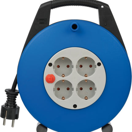 Brennenstuhl Vario LINE Kabelhaspel 4-VOUDIG Zwart/blauw/lichtgrijs 10M H05VV-F 3G1,5 – 1093230