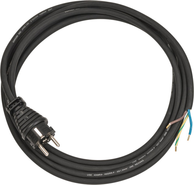 Brennenstuhl AANSLUITKABEL 3-POLIG IP44 3M ZWART H05RR-F 3G1,5