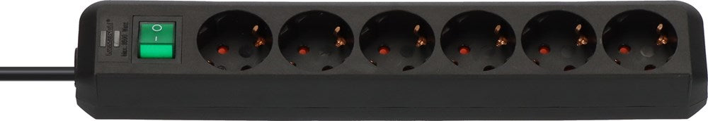 Brennenstuhl ECO-LINE MET SCHAKELAAR 6-VOUDIG ZWART 3 M H05VV-F 3G1,5