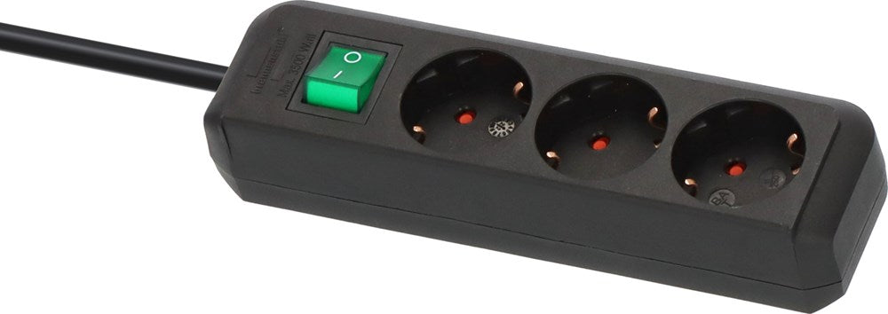 Brennenstuhl ECO-LINE MET SCHAKELAAR 3-VOUDIG ZWART 1,5 M H05VV-F 3G1,5