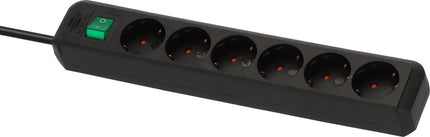 Brennenstuhl ECO-LINE MET SCHAKELAAR 6-VOUDIG ZWART 1,5M H05VV-F 3G1,5