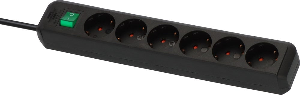 Brennenstuhl ECO-LINE MET SCHAKELAAR 6-VOUDIG ZWART 1,5M H05VV-F 3G1,5