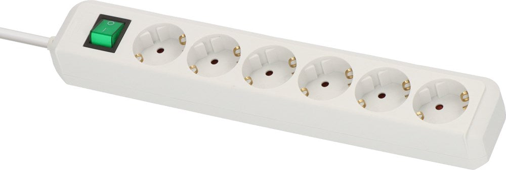 Brennenstuhl ECO-LINE MET SCHAKELAAR 6-VOUDIG WIT 1,5M H05VV-F 3G1,5