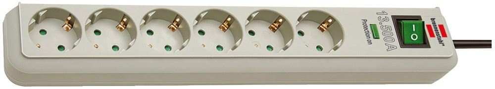 Brennenstuhl ECO-LINE 13.500A STEKKERDOOS MET OVERSPANNINGSBEVEILIGING 6-VOUDIG LICHTGRIJS 1,