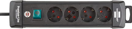 Brennenstuhl PREMIUM-LINE STEKKERDOOS 4-VOUDIG ZWART 1,8M H05VV-F 3G1,5