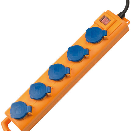 Brennenstuhl SUPER-SOLID SL 554 DE IP54 TAFELCONTACTDOZENBLOK 5-VOUDIG GEEL/BLAUW 2M H07RN-F3
