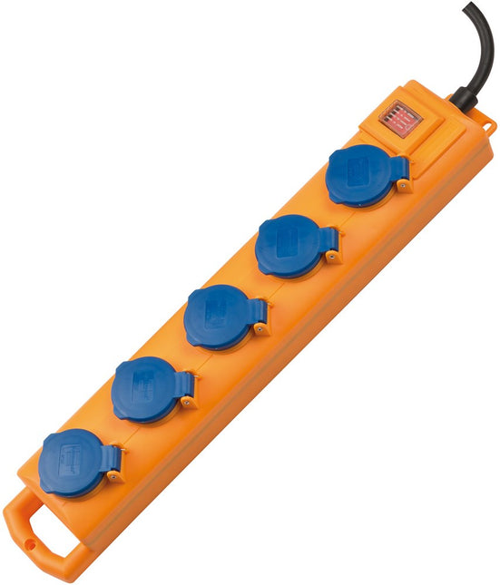 Brennenstuhl SUPER-SOLID SL 554 DE IP54 TAFELCONTACTDOZENBLOK 5-VOUDIG GEEL/BLAUW 2M H07RN-F3