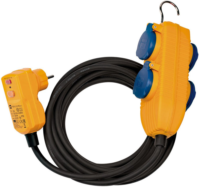 BRENNENSTUHL ADAPTERKABEL FI 5M ZWART   MET CONTACTDOZENBLOK H07RN-F 3G1,5 IP54