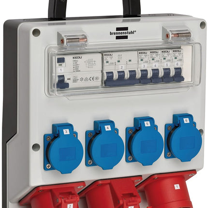Brennenstuhl WANDVERDELER 4/32 IP44 4X LS 230V/16 A, 1XLS 400V/16 A, 1XFI 40 A 4-POLIG 30MA – 1154890020