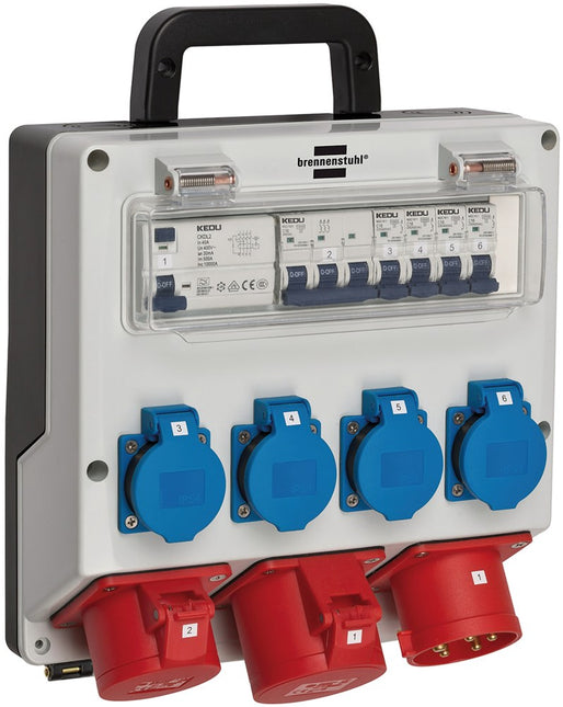 Brennenstuhl WANDVERDELER 4/32 IP44 4X LS 230V/16 A, 1XLS 400V/16 A, 1XFI 40 A 4-POLIG 30MA – 1154890020
