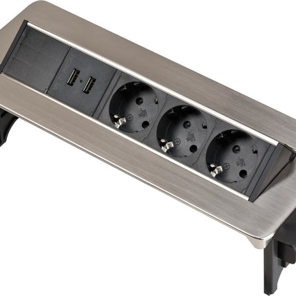 Brennenstuhl INDESK POWER USB-LADER STEKKERDOOSSTRIP 3-VOUDIG, 2XUSB, 2M H05VV-F 3G1.5