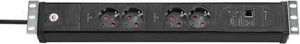 Brennenstuhl "PREMIUM-WEB-LINE STEKKERDOOSÿ2-VOUDIG ZWART 3M H05VV-F 3G1,5 19"" FORMAAT"