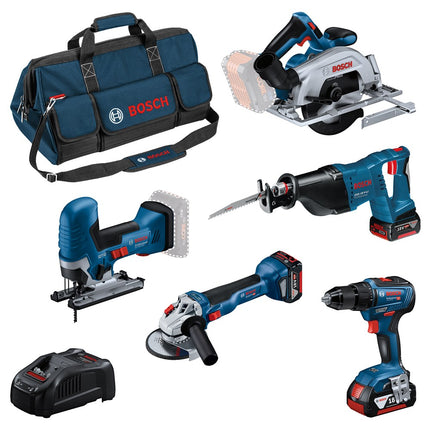 BOSCH COMBISET 5-DELIG                  GSR+GWS+GKS+GSA+GST+3x4.0+GAL+B