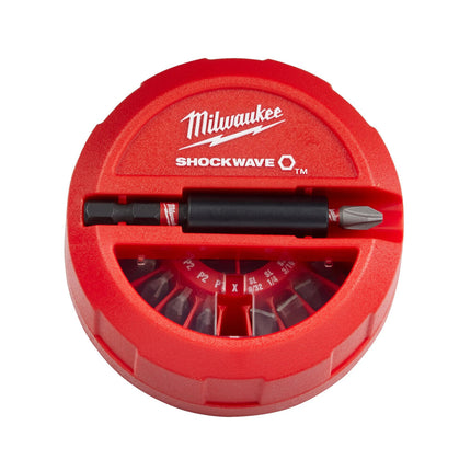 MILWAUKEE® Schroefbit Set Shockwave 15-Delig Puck Display 10 Stuks