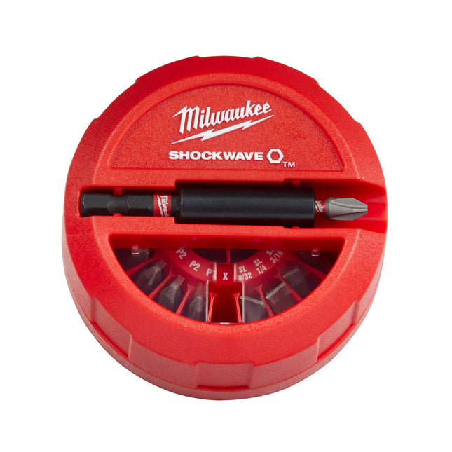Milwaukee Schroefbit Set Shockwave 15-Delig PUCK Display 10 stuks 15-Delige Impact Duty Bitset in – 4932430904